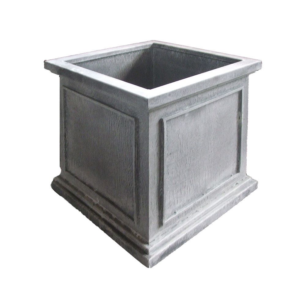 Grauer Pflanzkübel im Würfel-Design aus Metall - Norana Gerola / 40x40x40cm (HxBxT) / Stahl galvanisiert