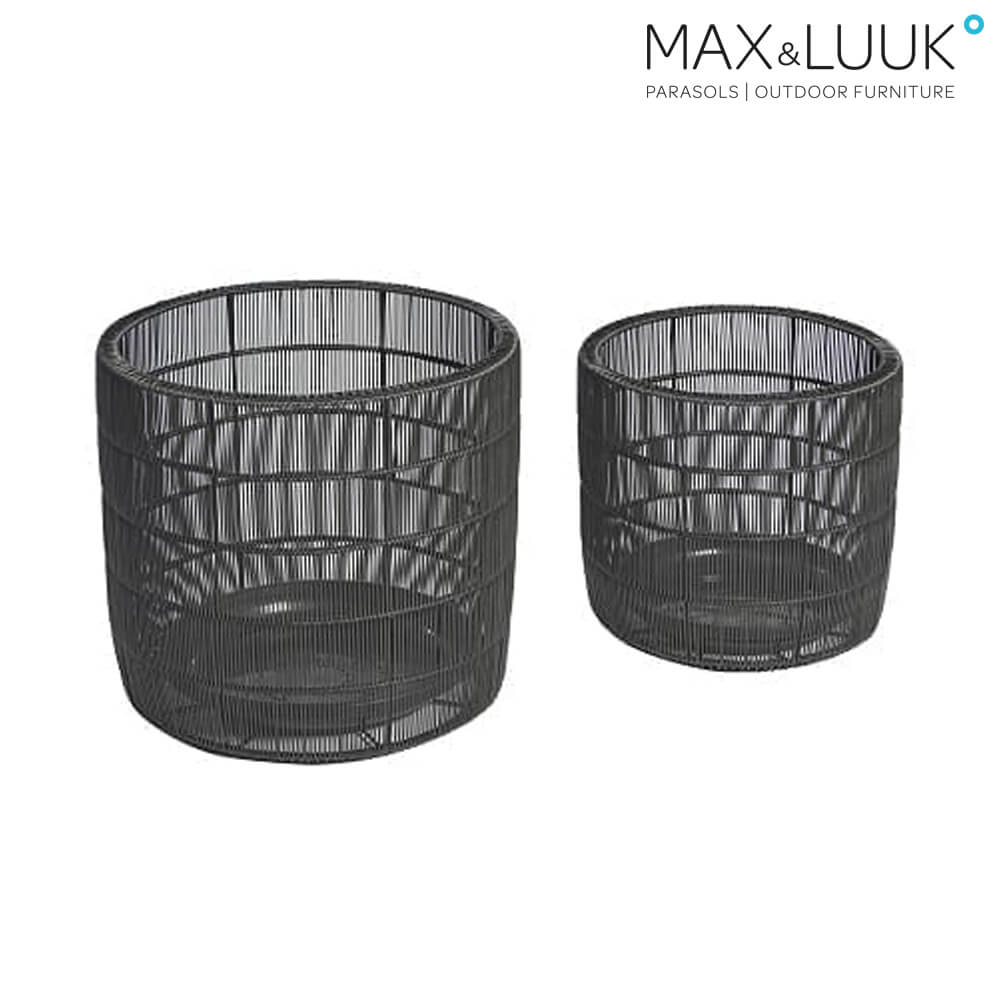 Alu-Rope Übertöpfe im 2er-Set - beige/anthrazit - Pflanzgefäß Bo / Anthrazit