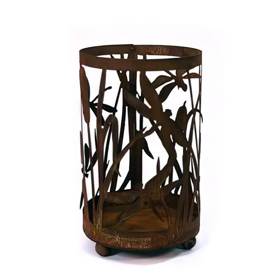 Teelichthalter mit Schilf & Libellen - Rost Gartendeko - Teelichthalter Schilf / 36x22cm (HxDm)