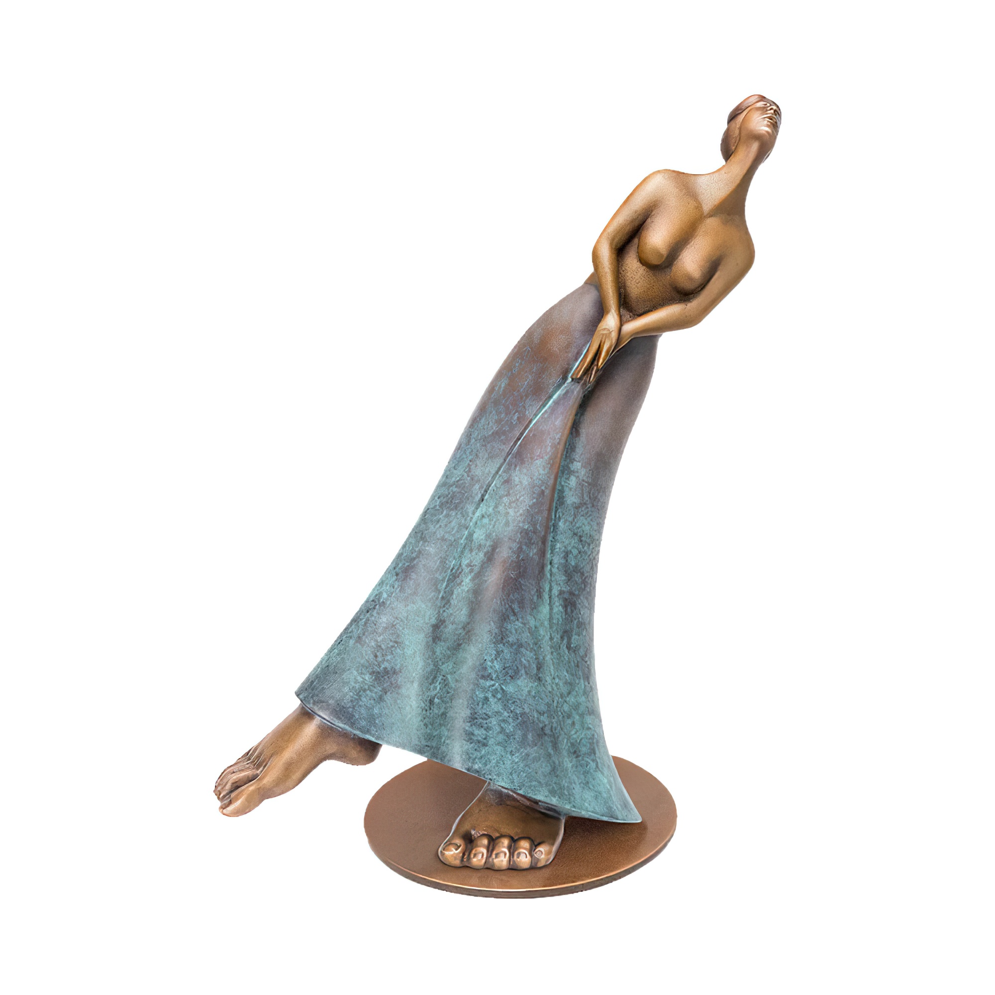 Sculpture métallique d'une femme au design abstrait, idéale pour la décoration de jardin
