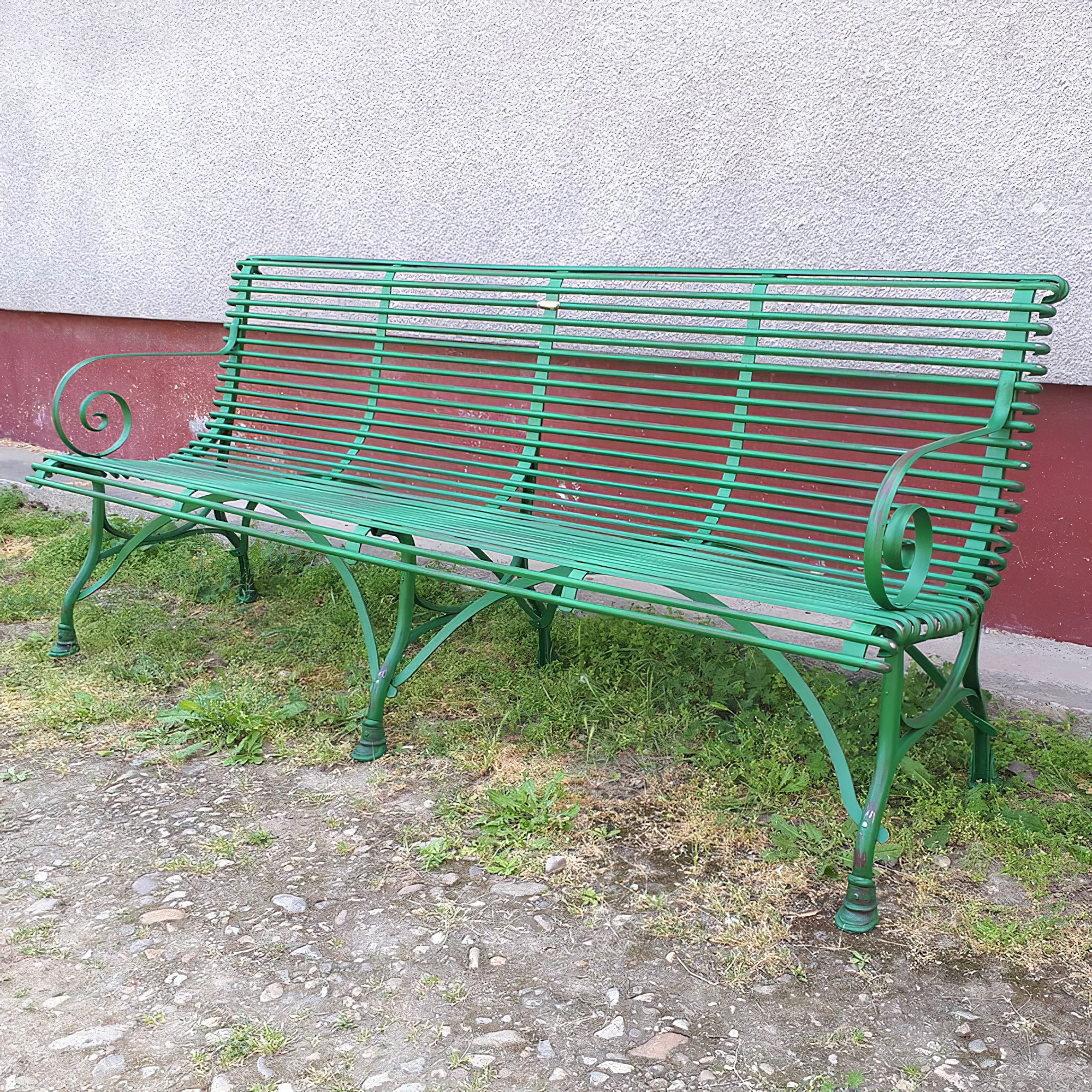 Antike Gartenbank 4-Sitzer aus Schmiedeeisen - Donatien / Grün