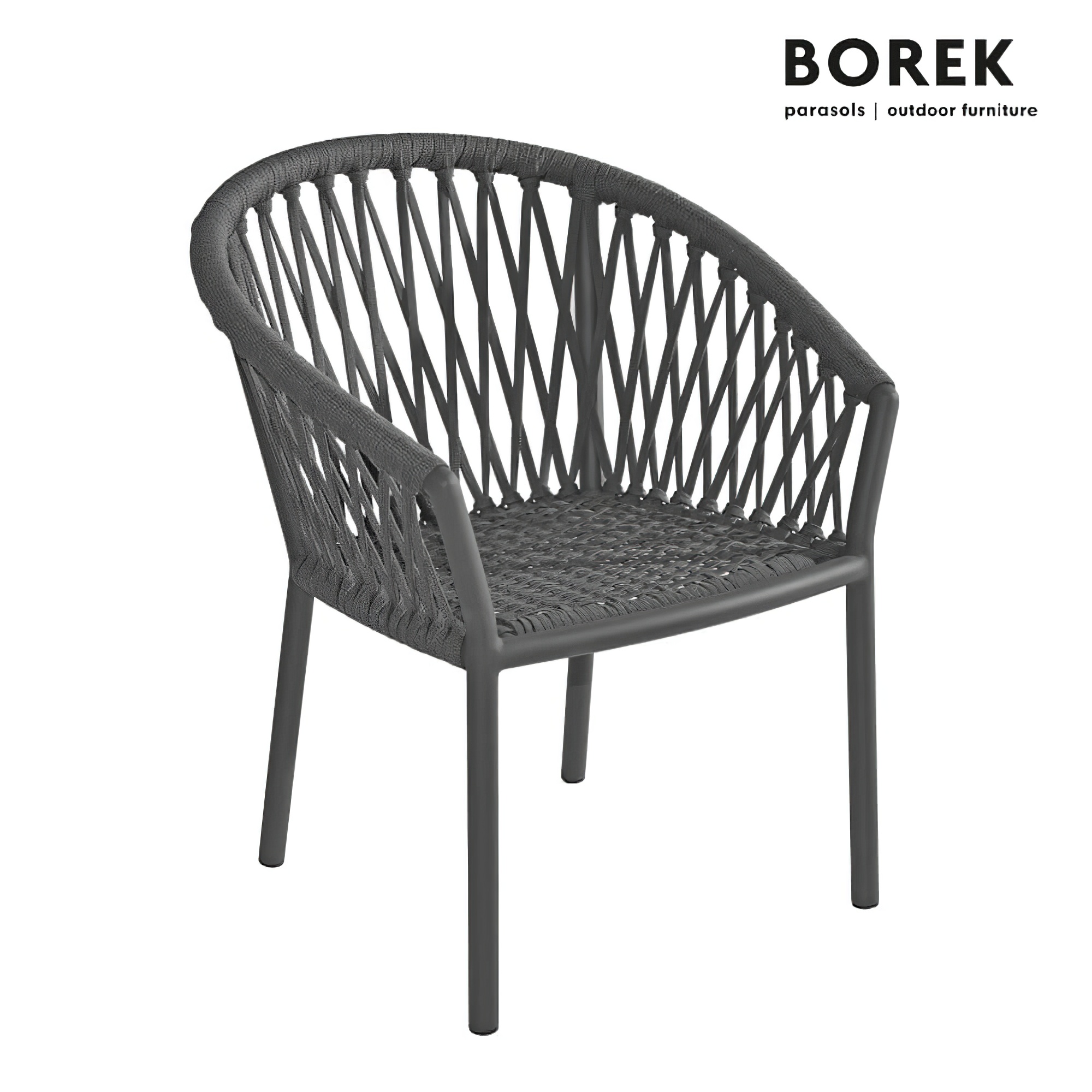 Wetterfester Borek Gartenstuhl mit Aluminiumgestell in anthrazit - Majinto Gartenstuhl / ohne Schutzhülle