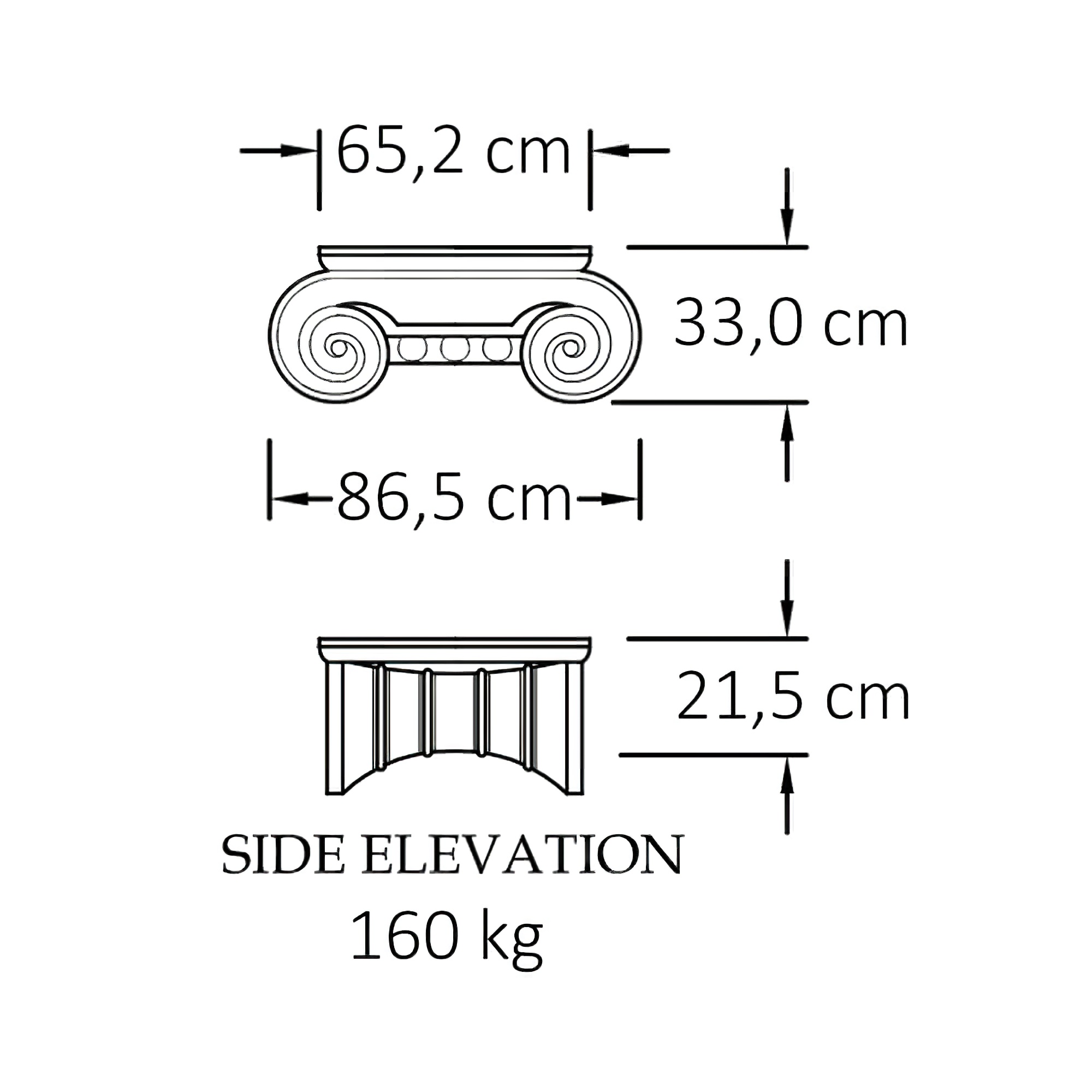 Stein Kapitell jonisches Design für runde Säulen - Ricbert / 33x86,5x86,5cm (HxBxT) / Sand