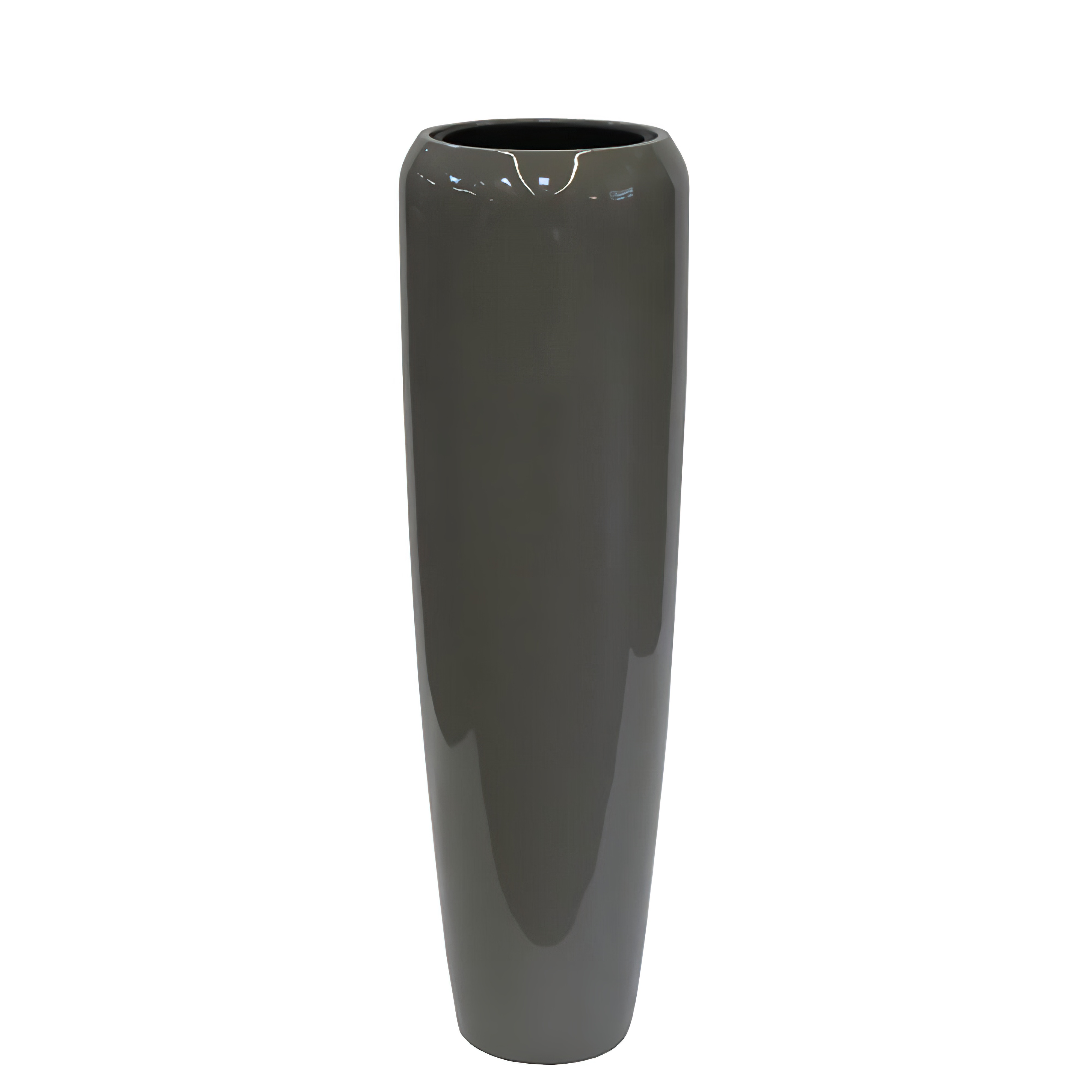 Moderne Garten Pflanzvase - hochglänzend - Polystone Taupe - Offagna / 117x34cm (HxDm)