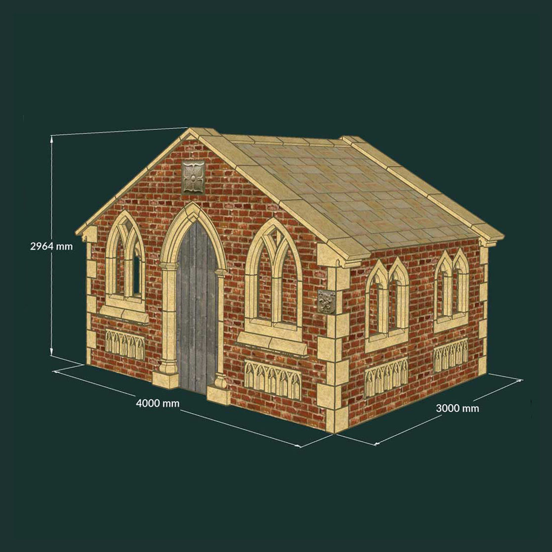 Antikes XXL Gartenhaus mit Fenstern, Ziersteinen & Türbogen - Wallusa House