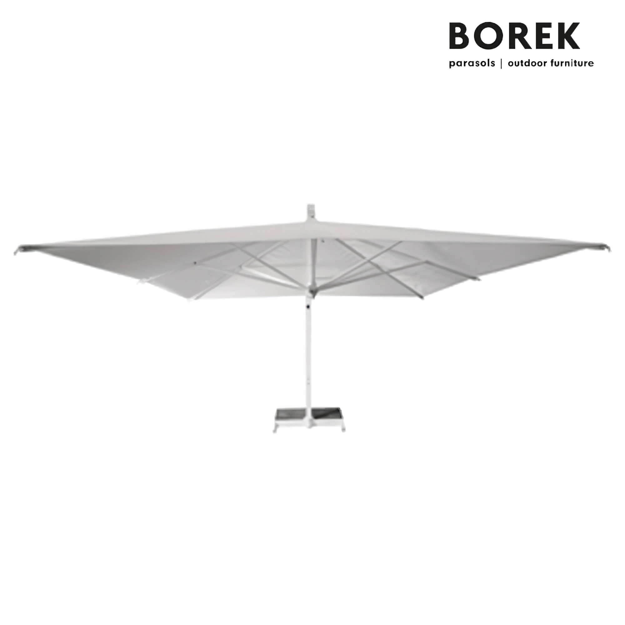 Moderner Design Ampelschirm mit Alu Gestell - Borek - mit Kurbel - kippbar - Rodi Sonnenschirm white / 350x350cm