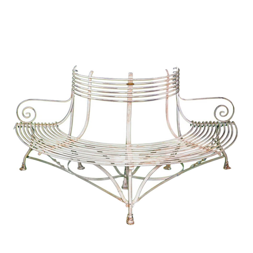 Halbrunde Bank für Bäume nostalgisch antik - Egmond / grün