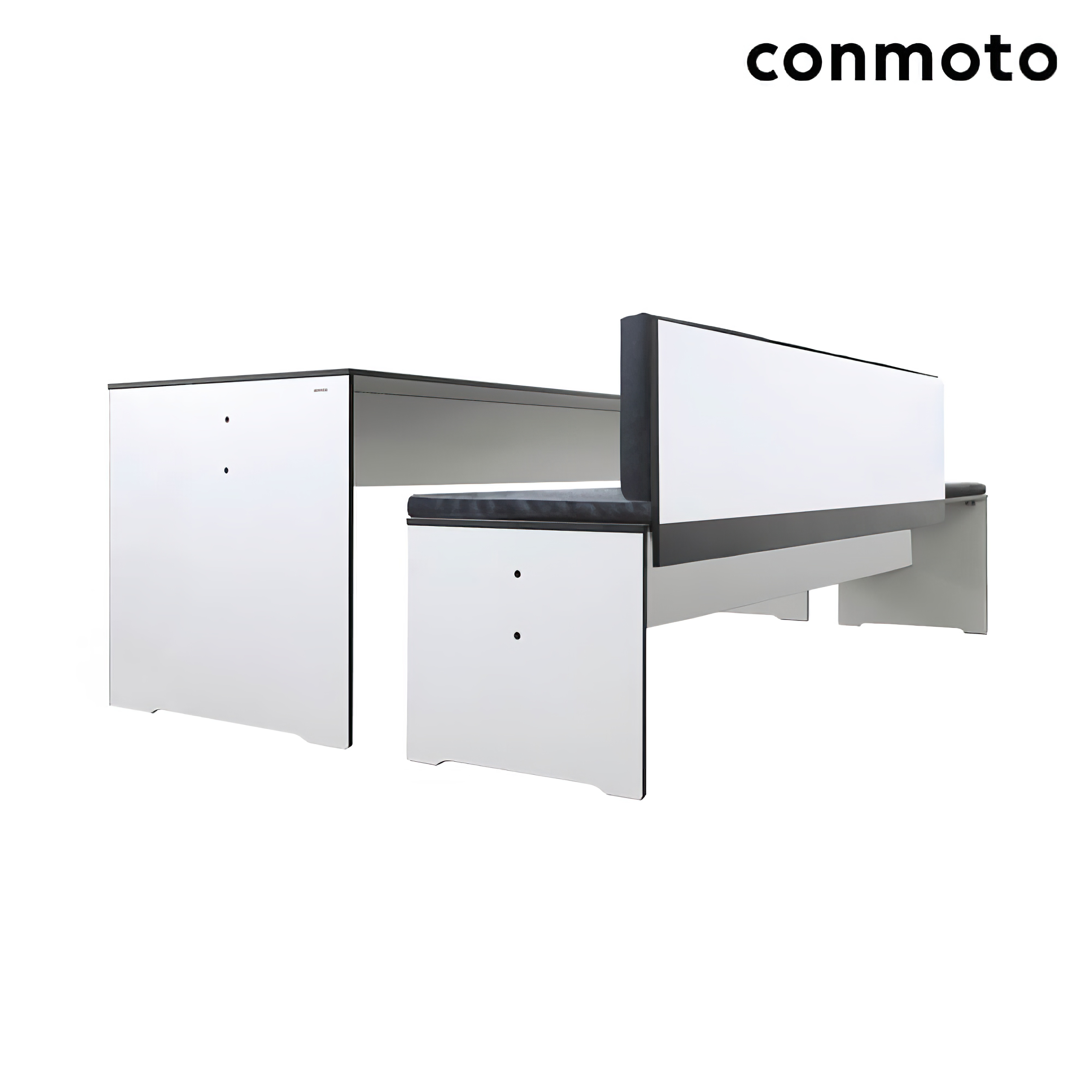 Elegante HPL Sitzecke bis 10 Personen mit Bank - Sitzecke Riva / mit 1 Bank / anthrazit, ohne Auflagen