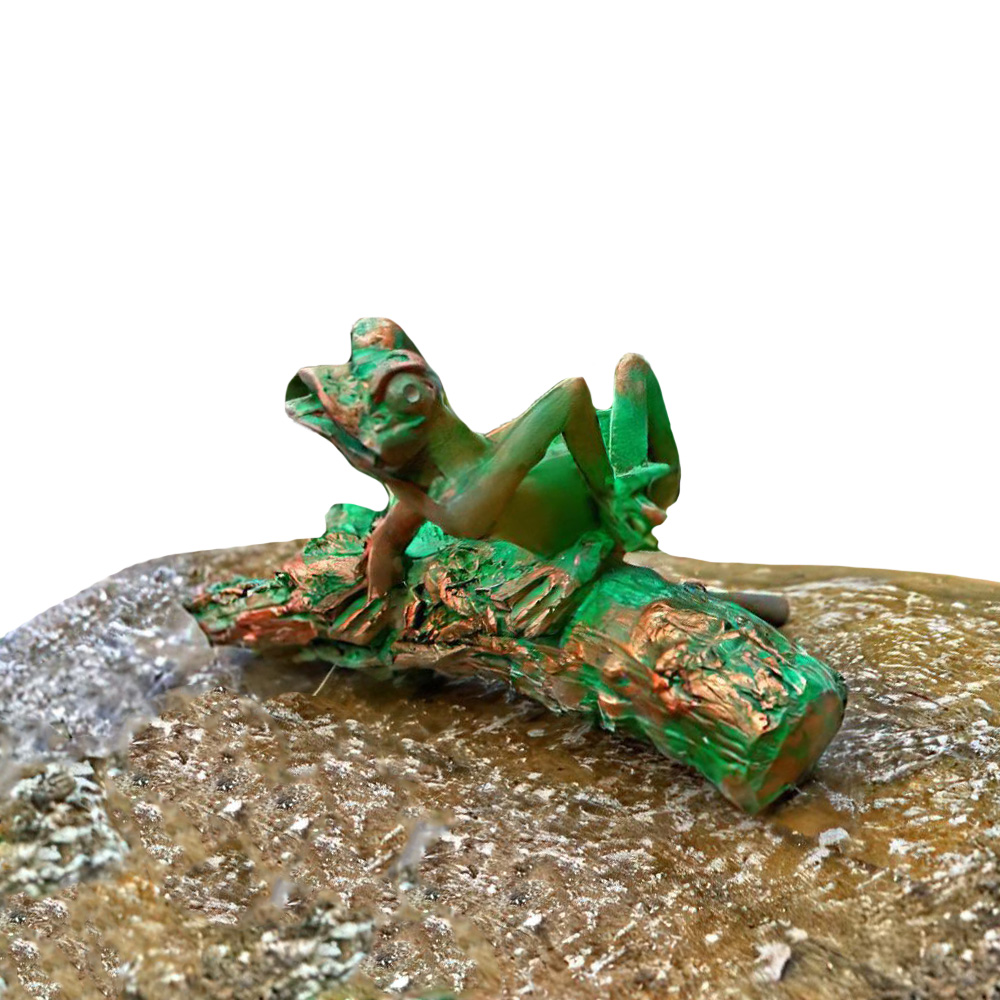 Dekorative Speier Figur aus Steinguss für den Garten - Frosch auf Ast - Kosmas / Olimpia