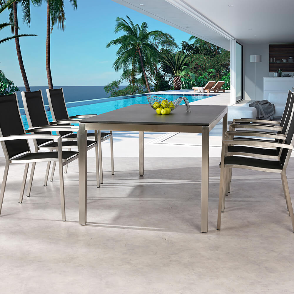 6er Gartengarnitur aus Edelstahl und Ergotex - Lucidum Möbel-Set