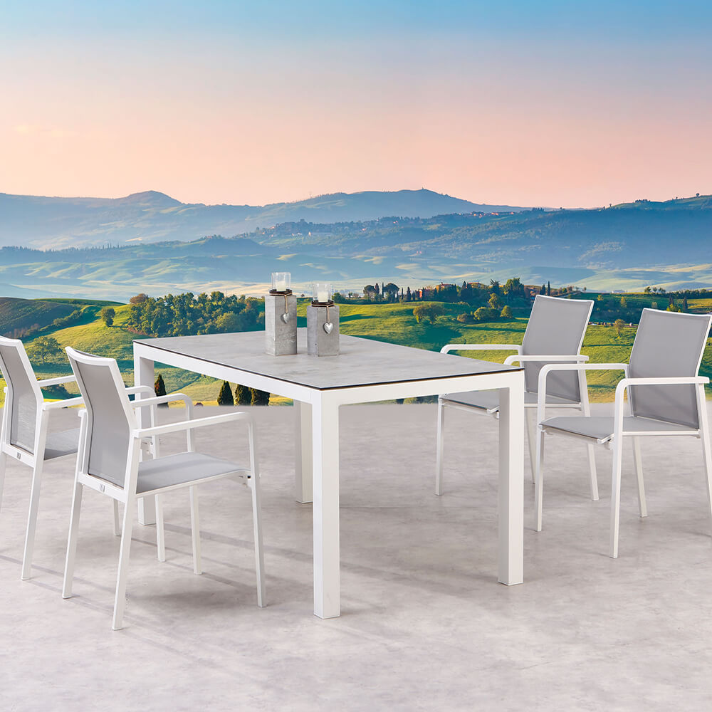 Alu Gartengarnitur für 4 Personen mit Keramik - Spirabilis Möbel / Anthrazit