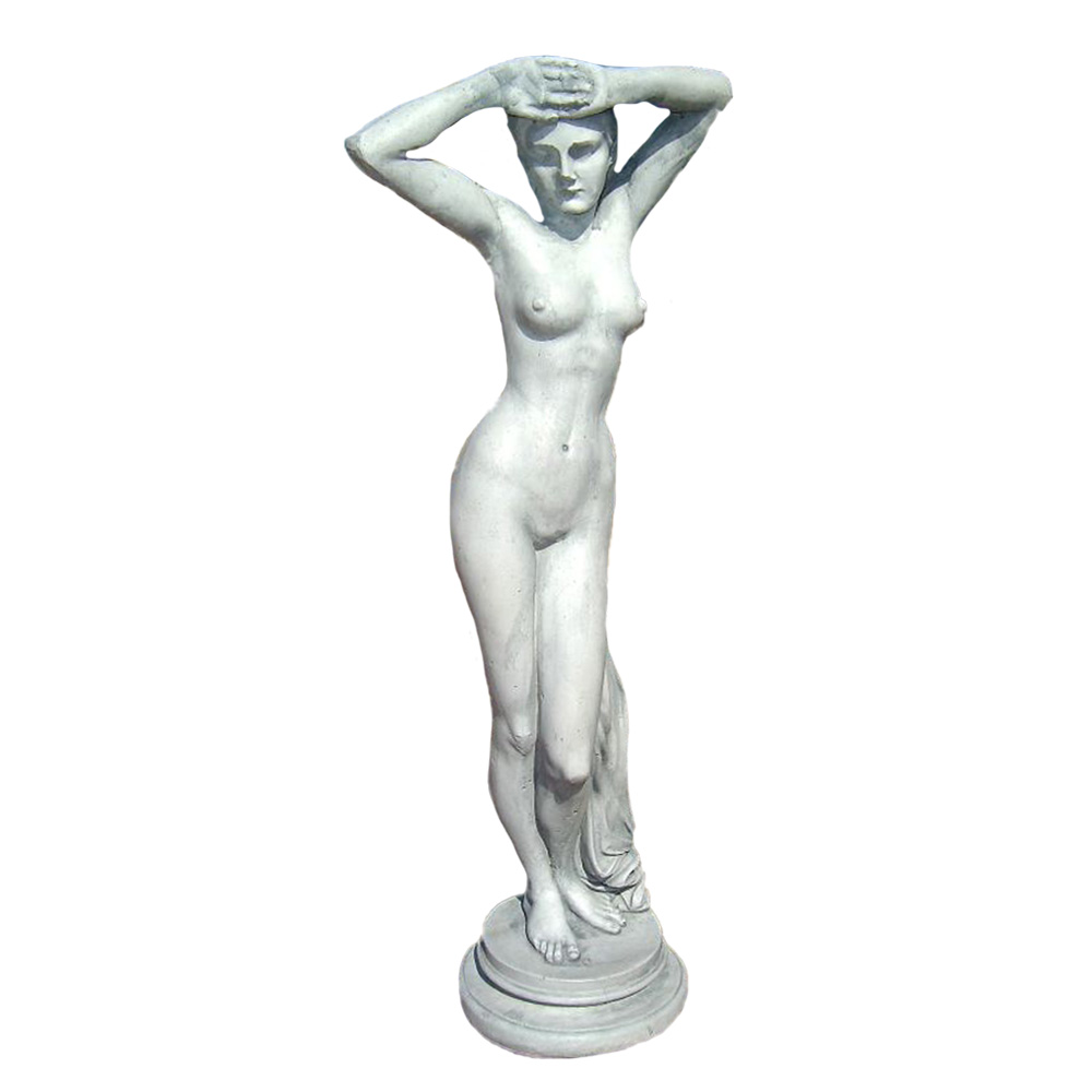 Scultura in marmo bianco di donna nuda in piedi per decorazione da giardino