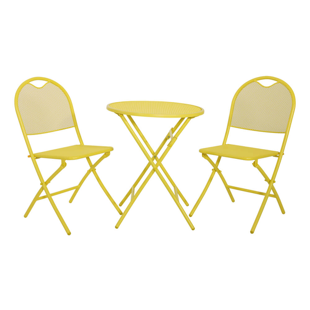 Klappbares 2-Sitzer Kaffeeset in gelb oder weiß - Bistroset Rosie / Weiß