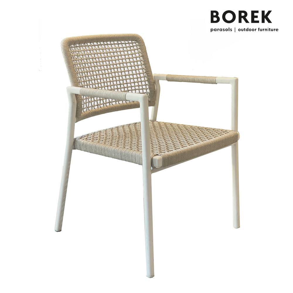 Weißer Aluminium Gartenstuhl mit Geflecht aus Ardenza - Borek - Espinho Stuhl / ohne Sitzkissen