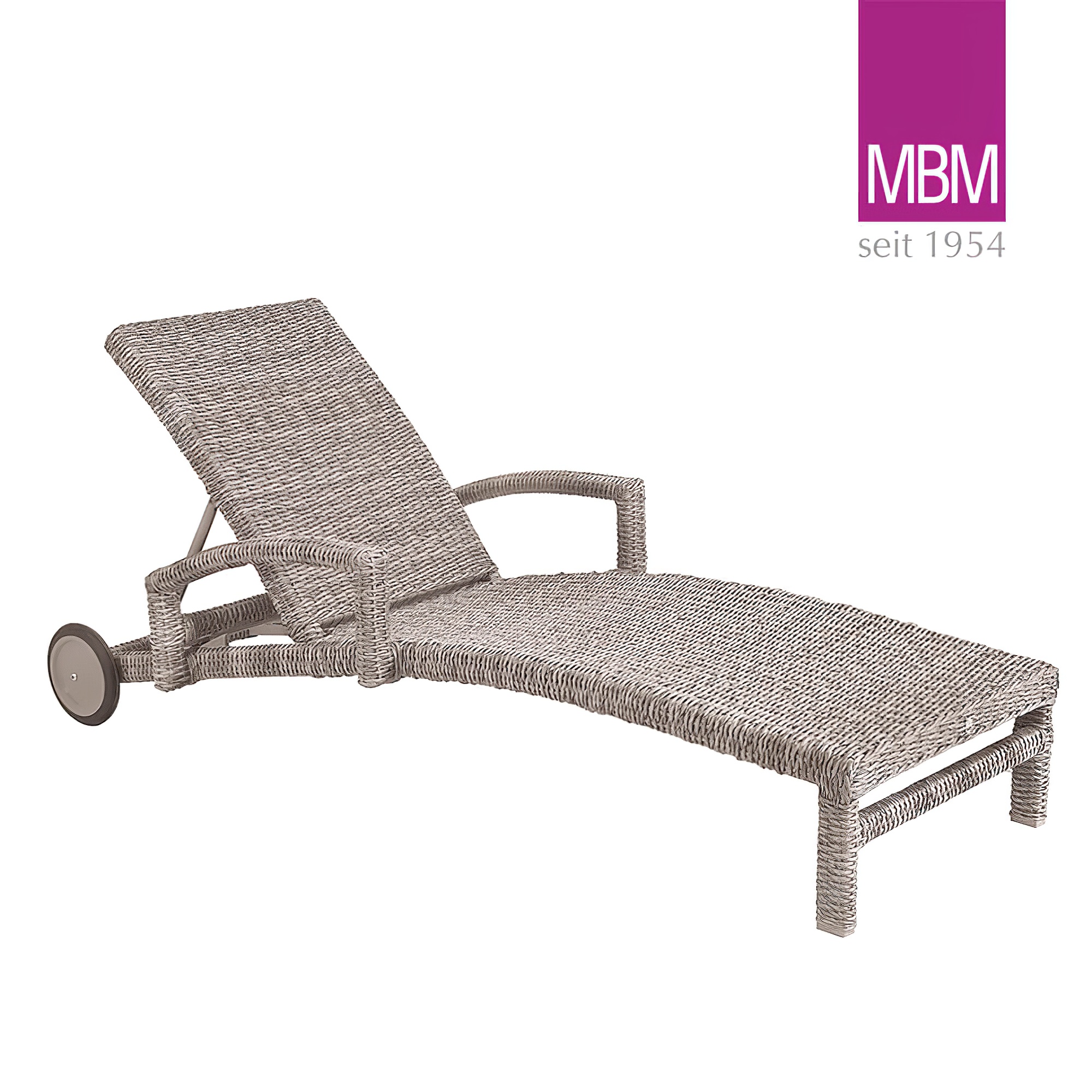 Gartenliege aus geflochtenem Mirotex in Oyster von MBM - Gartenliege Bellini / ohne Auflage