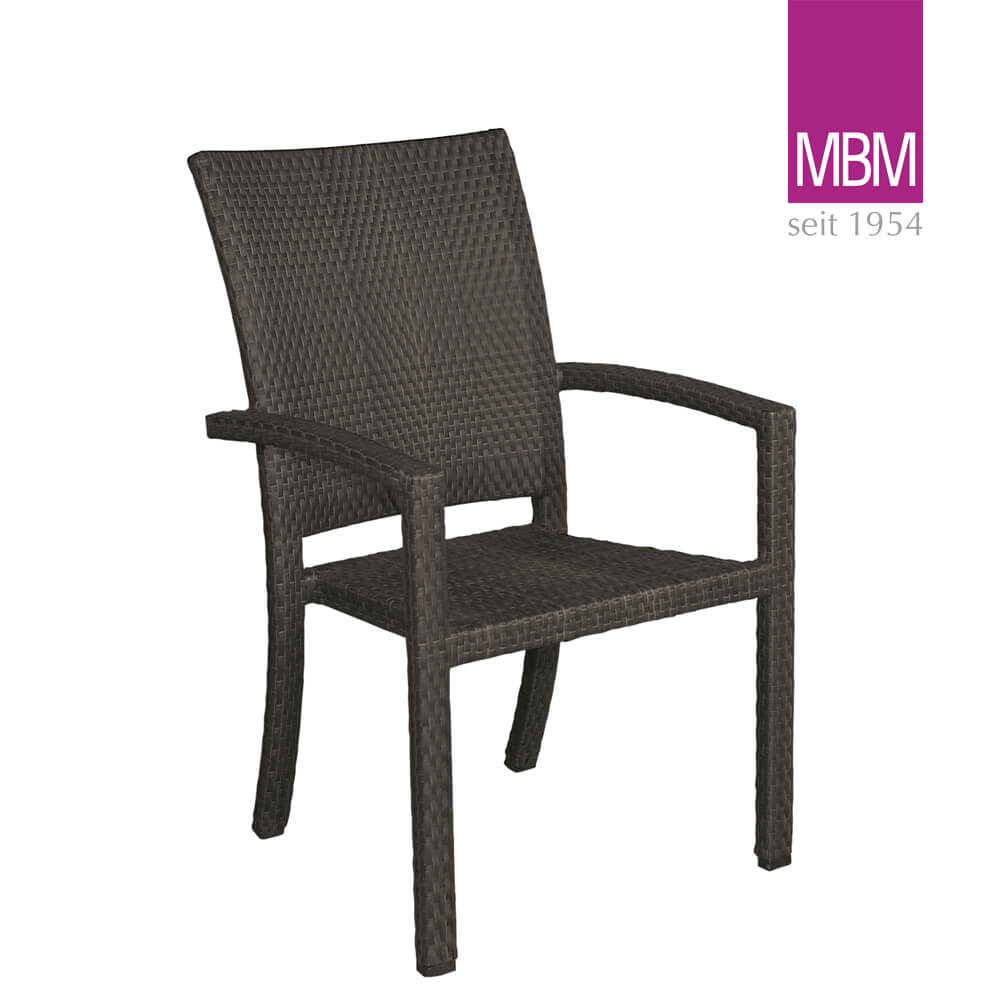 Gartenstuhl dunkelbraun - stapelbar - Alu & Mirotex - MBM - Gartenstuhl Bellini / ohne Sitzkissen