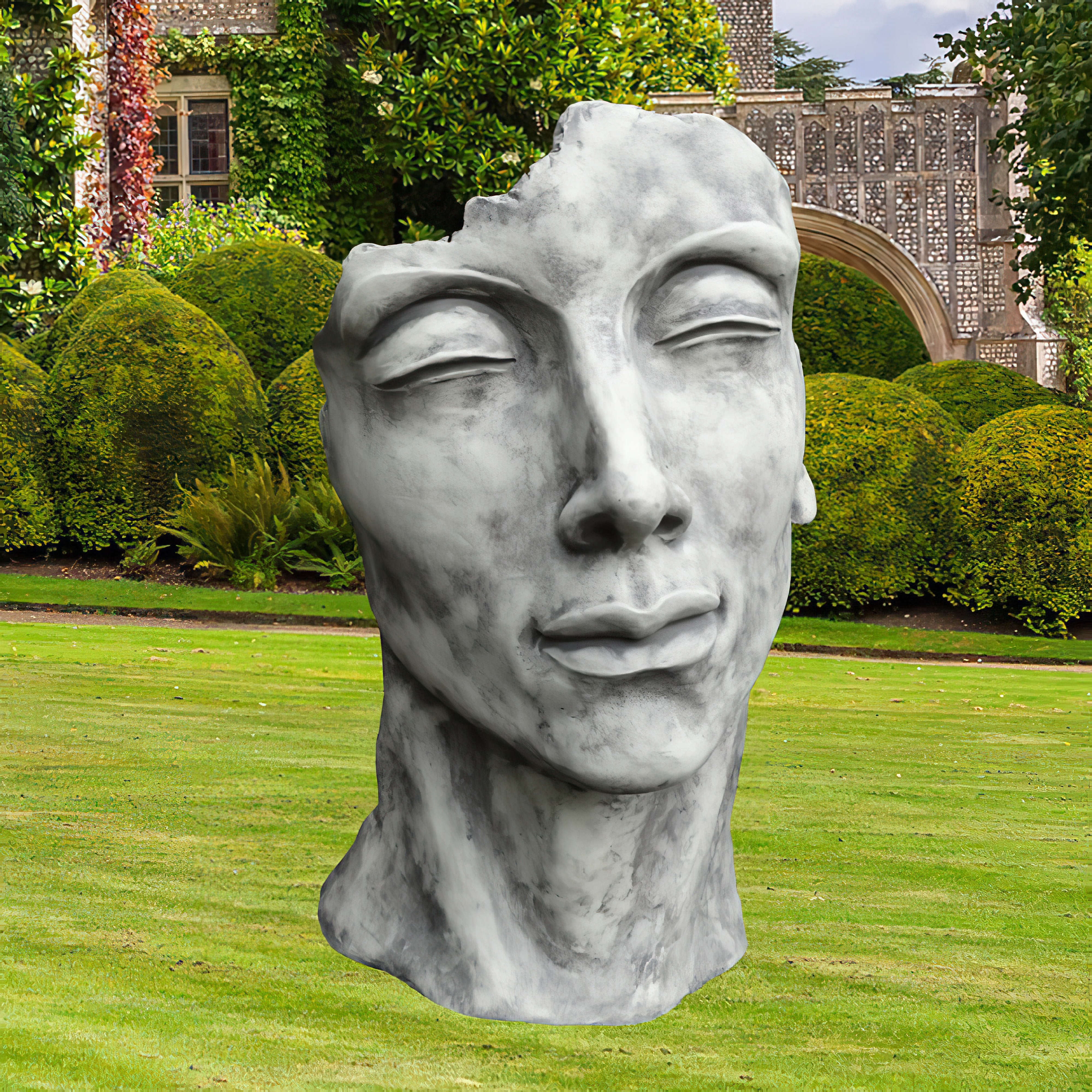 Klassische Stein Büste für draußen - Mann - Sculptura Masculum / Antikgrau