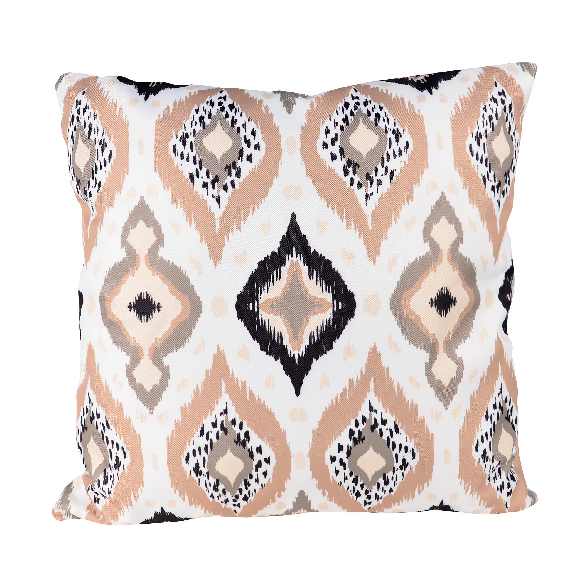 Rechteckiges Kissen mit beige-schwarzem geometrischem Muster, ideal für Gartendeko
