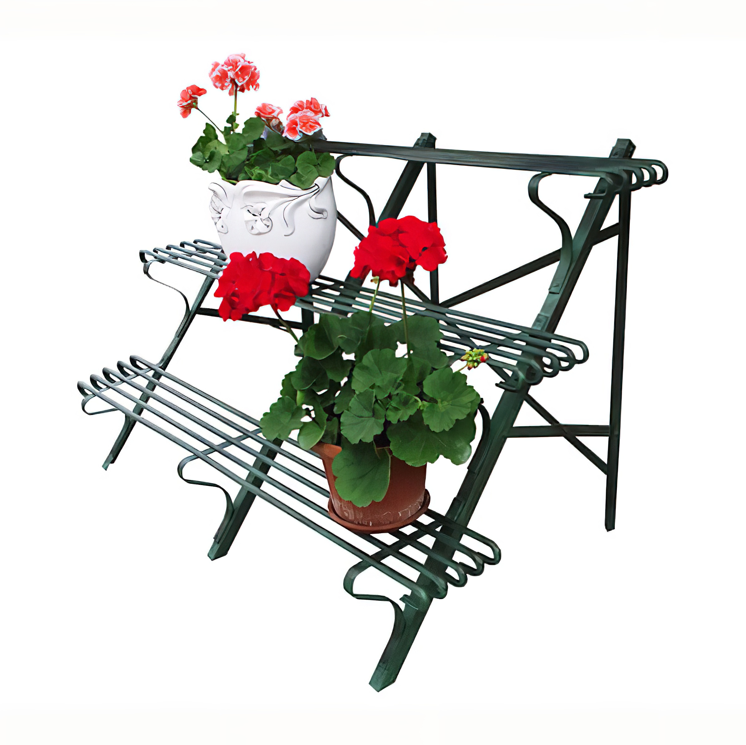 Etagen Blumenständer aus antik Gusseisen - Renan / grün