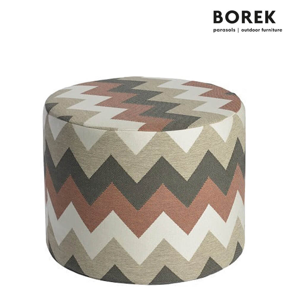 Wetterbeständiger Borek Hocker aus Prato Stoff mit Zackenmuster - Desio Hocker