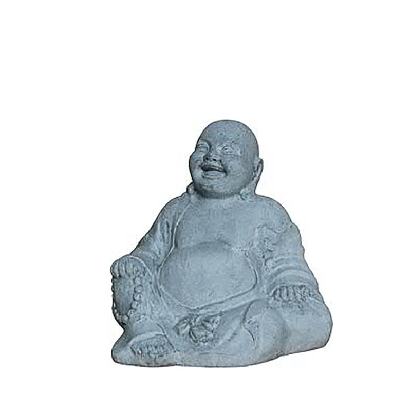 Statue en pierre d'un Bouddha riant pour la décoration de jardin