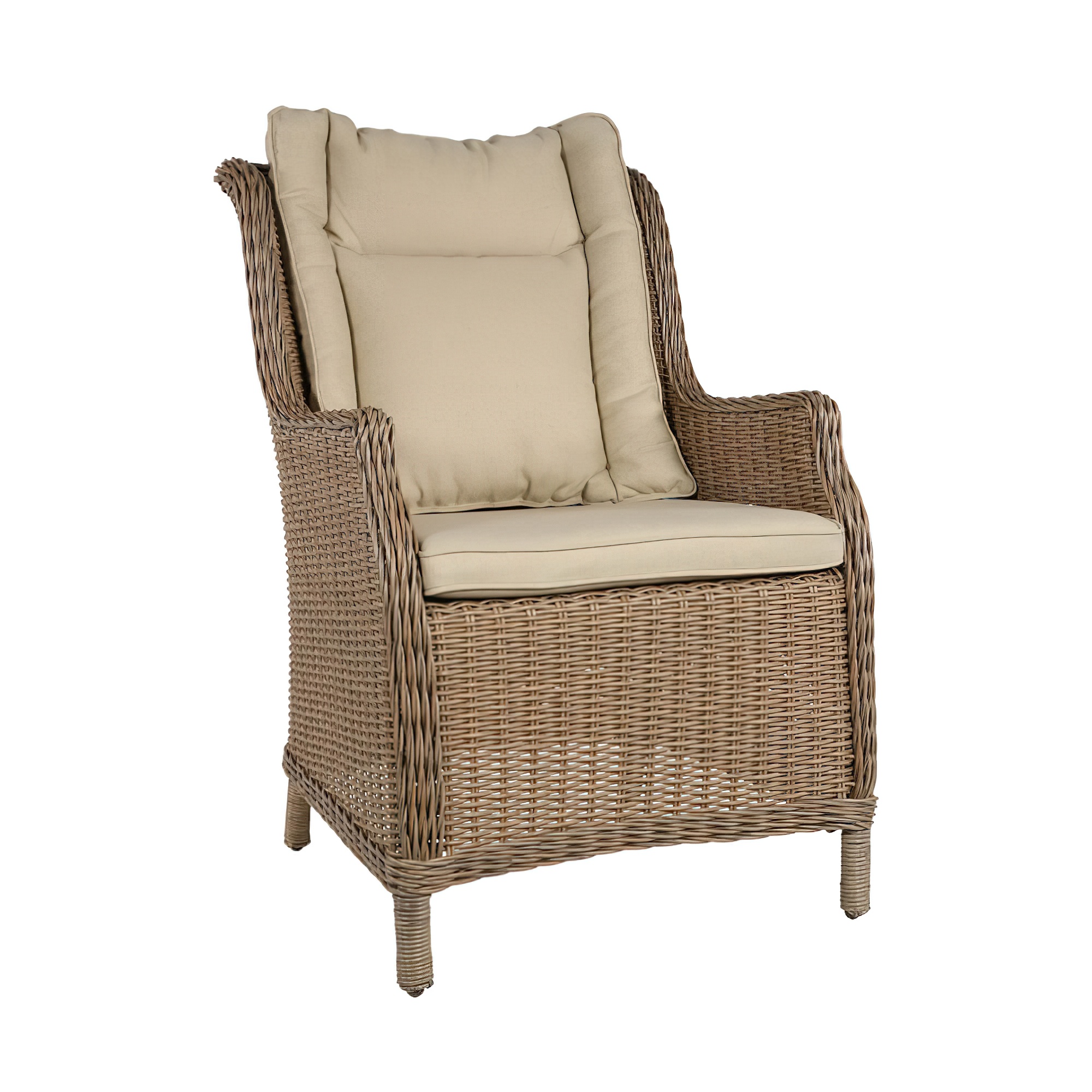 Stilvolle Korbsessel aus Polyrattan mit Polster - Korbsessel Zenna / Braun