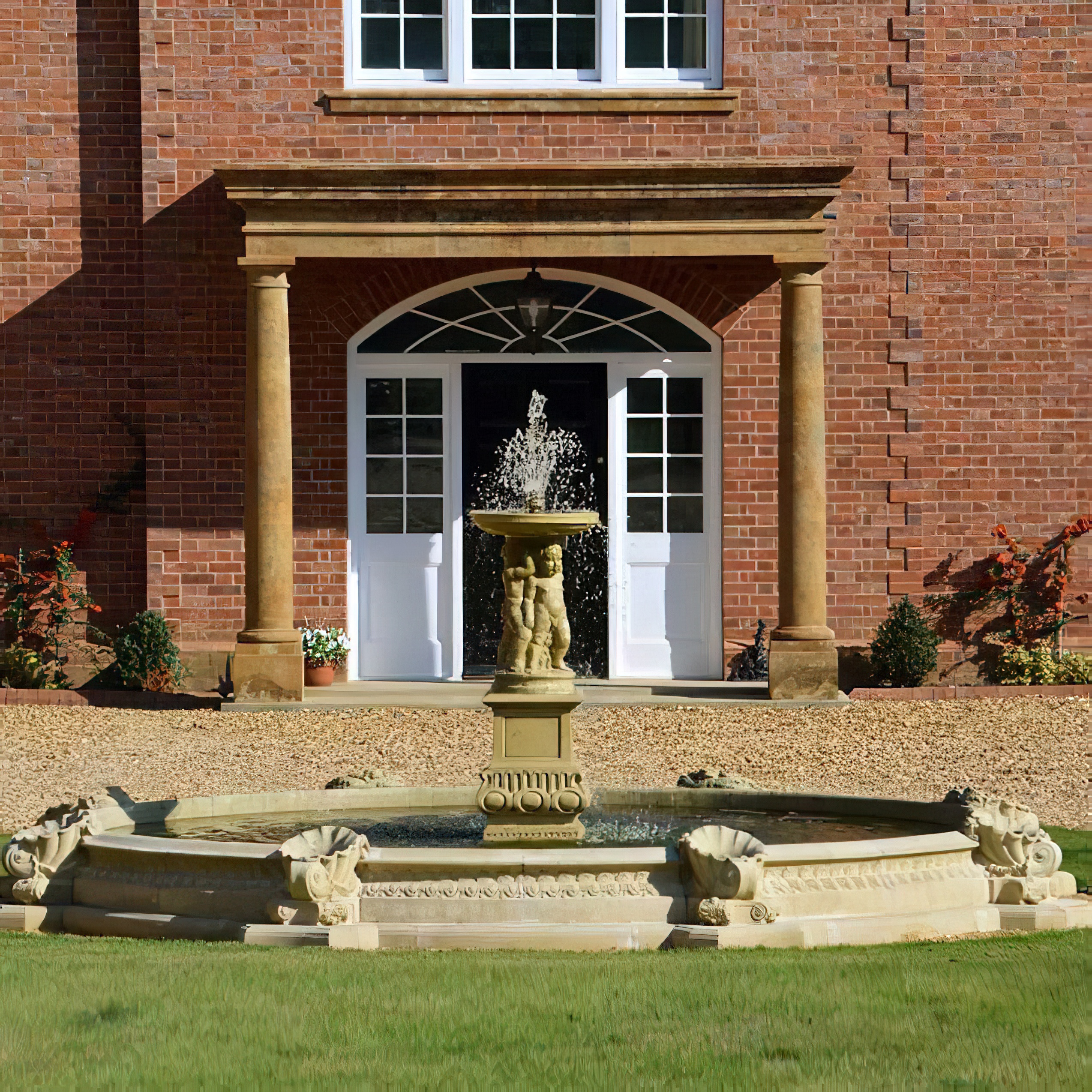 Großer Garten Springbrunnen Sandstein - Ragazzo Confine / Sand / 420cm (Außendurchmesser)