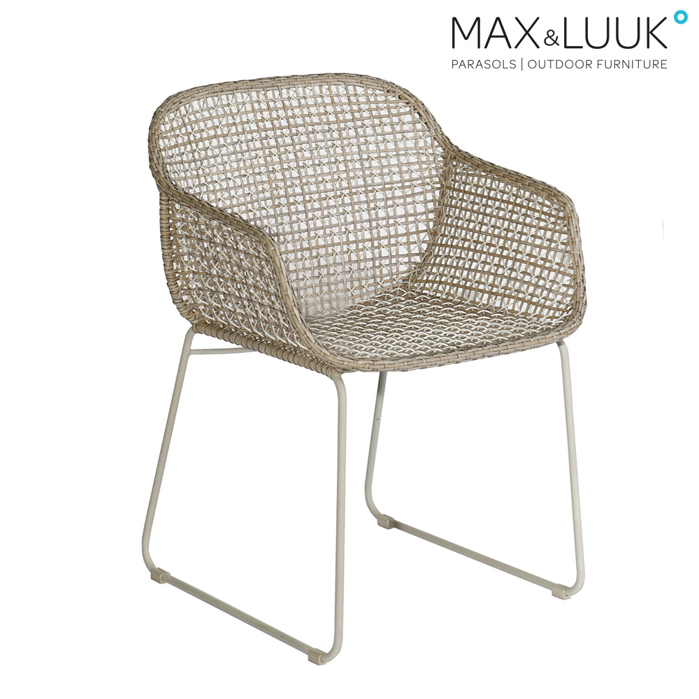 Wetterfester Outdoor Geflechtsessel in beige von Max & Luuk  - Mary Gartenstuhl / ohne Sitzkissen
