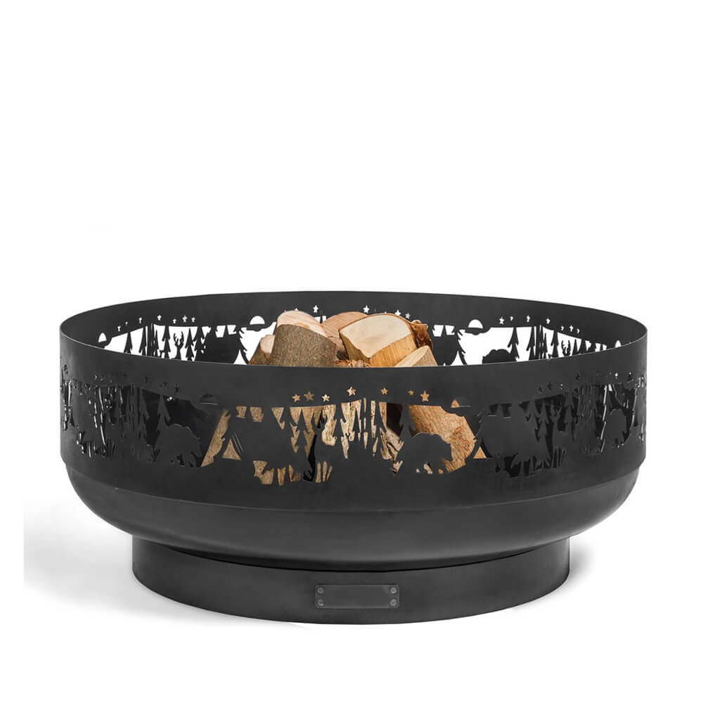 Lasercut Feuerschale - Motiv Wald - Feuerstelle aus Stahl für draußen - Dasos Feuerschale