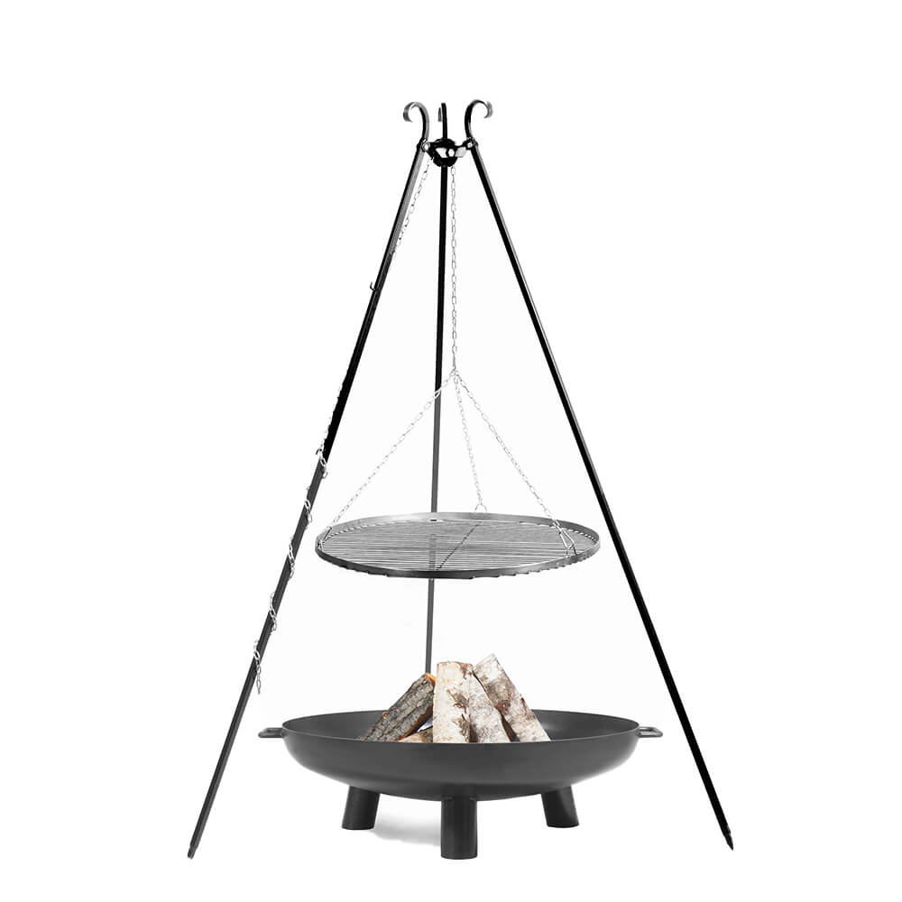 Gartengrill-Set - Schwenkgrill mit passender Feuerschale - Stahl - Kliro Gartengrill / 70cm / ohne Kurbel