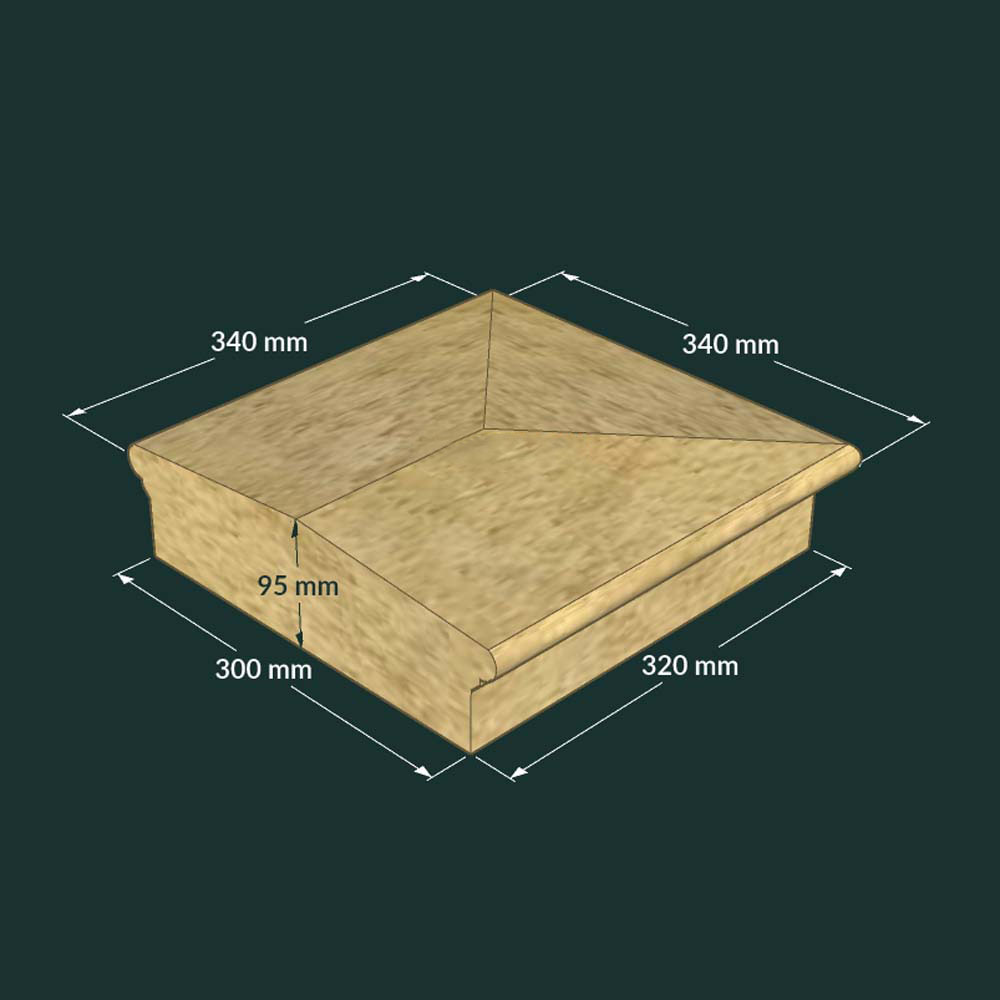 Abschlussstein für breite Mauerabdeckungen mit Dachform - Artam End