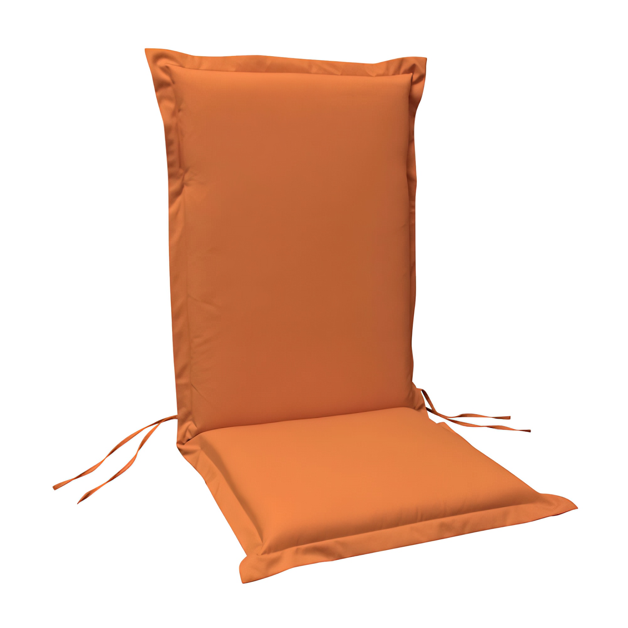 Coussin orange pour chaise de jardin avec dossier haut et liens d'attache