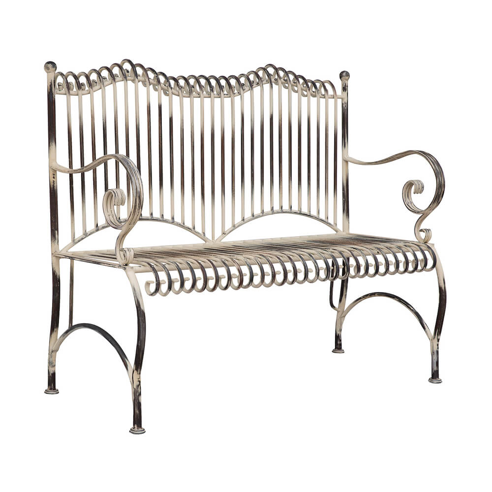 2-Sitzer Gartenbank aus Schmiedeeisen romantisch - Yacine / Grün