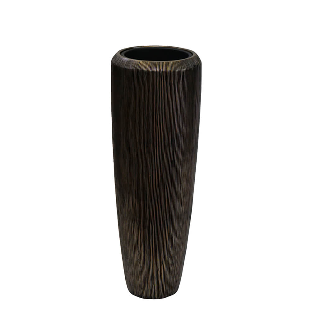 XXL Pflanzvase aus Polystone - Mit Einsatz- Indoor - Bronze - Rund - Robel / 97x34cm (HxDm) / ohne Wasserstandsanzeiger