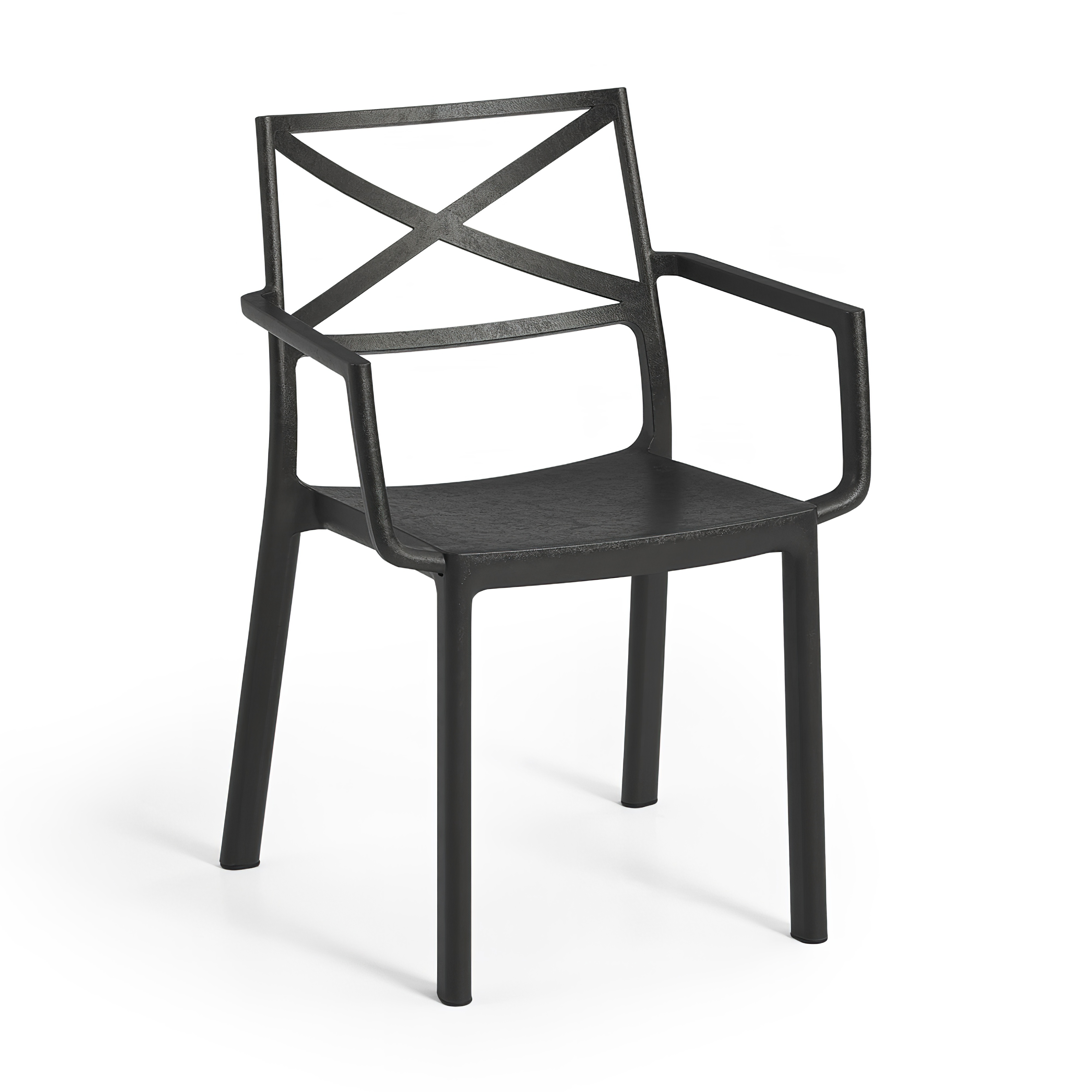 Kunststoff Gartenstuhl in Metalloptik im Landhaus-Stil - Antikora / Graphit