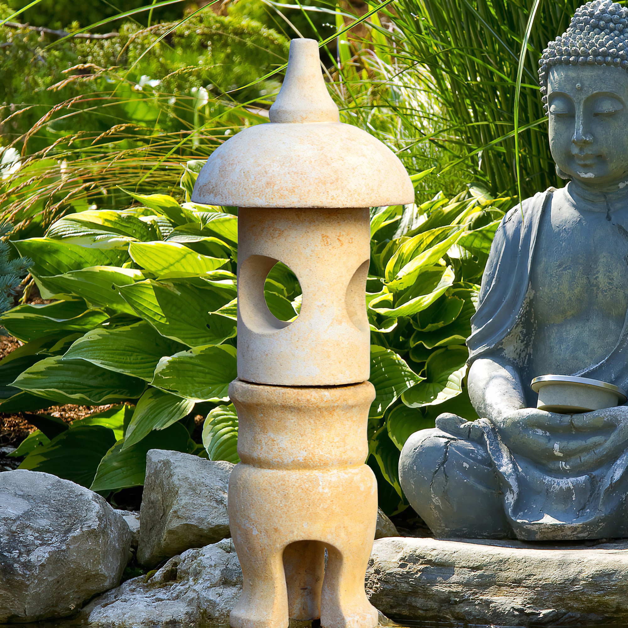 Japanische Stein Laterne - Makoto / Portland weiß