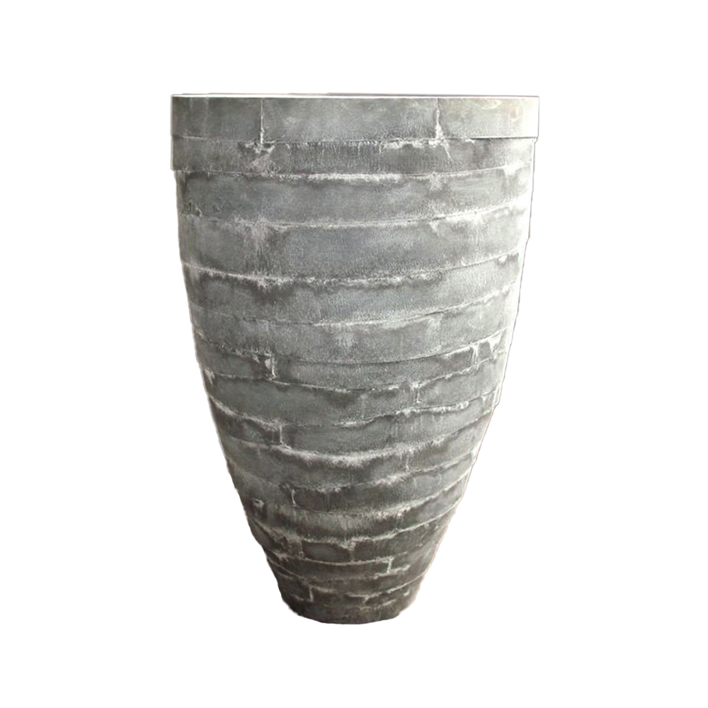 Hohe Blumenvase aus Stahl/Cortenstahl mit Bänder - Morana Hiro / Stahl galvanisiert