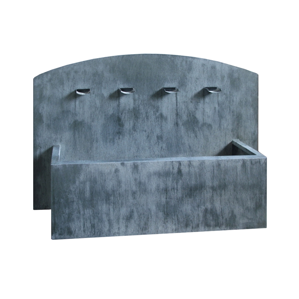 Gebogener Wand Outdoor Brunnen mit 4 Ausläufen - Nimera Hano / Stahl galvanisiert