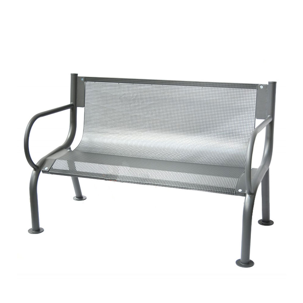 Moderne Parkbank aus Stahl mit Armlehnen für Außenanlagen - Elis / Grün