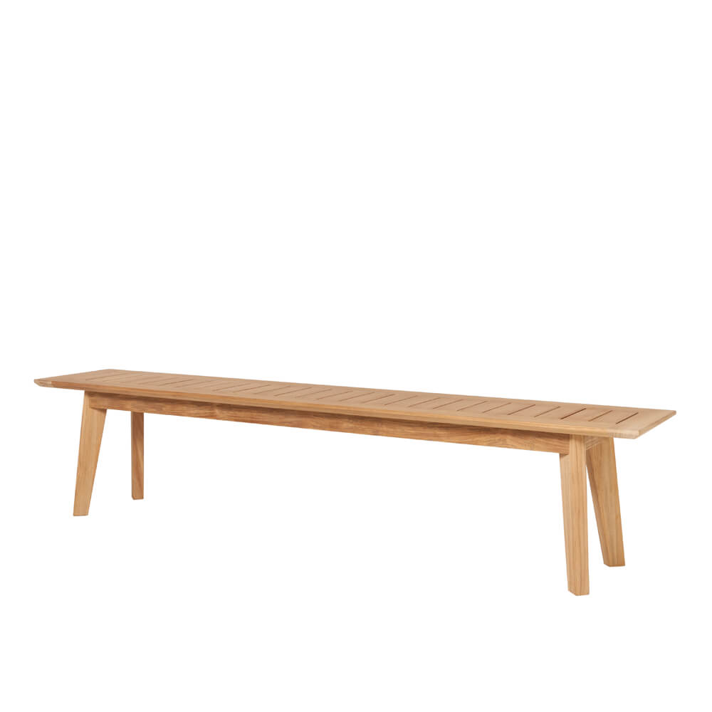 Hochwertige Gartenbank aus Teakholz ohne Rückenlehne - Rory Gartenbank / 45x202x38cm (HxBxT)