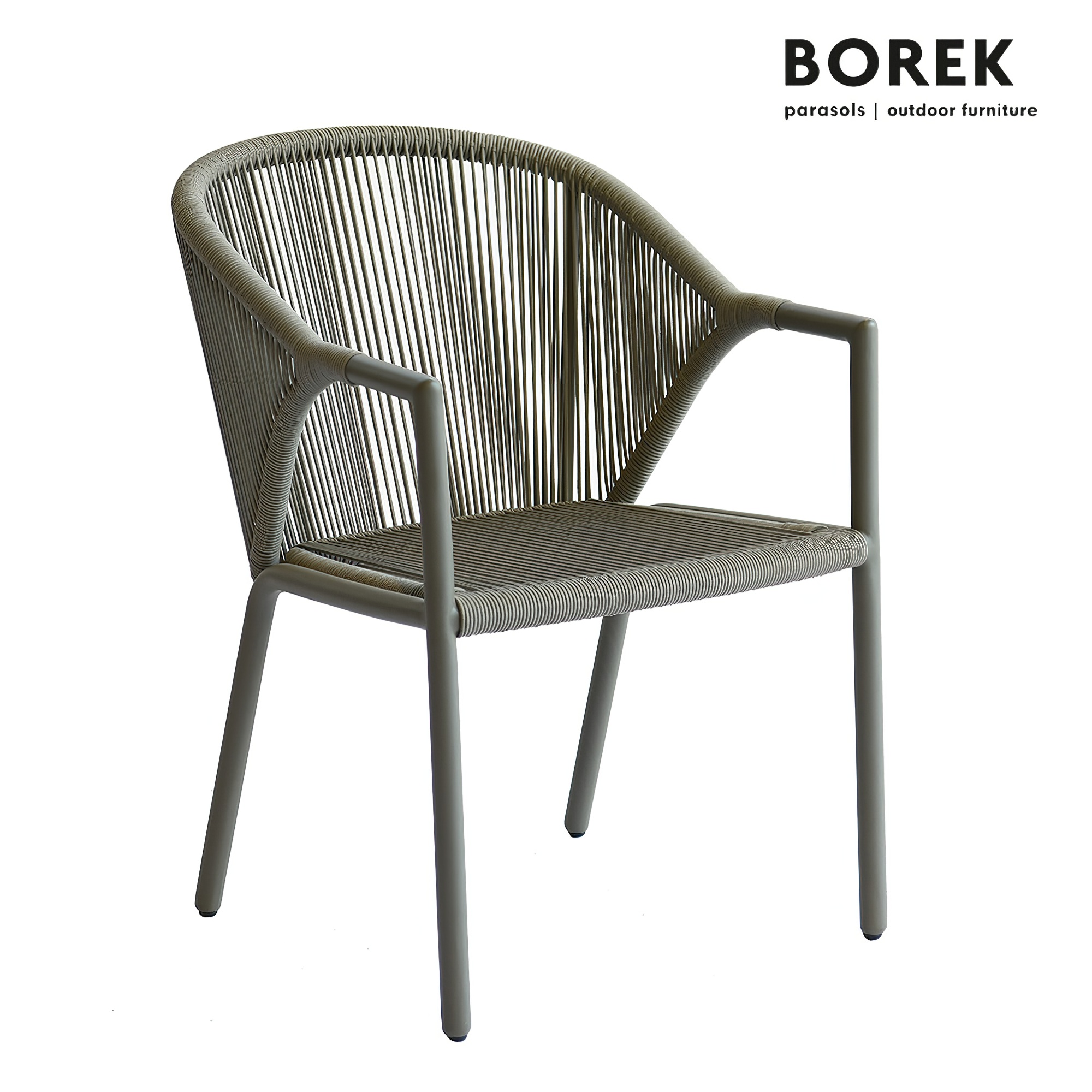 Chaise de jardin avec structure en métal et corde tressée gris