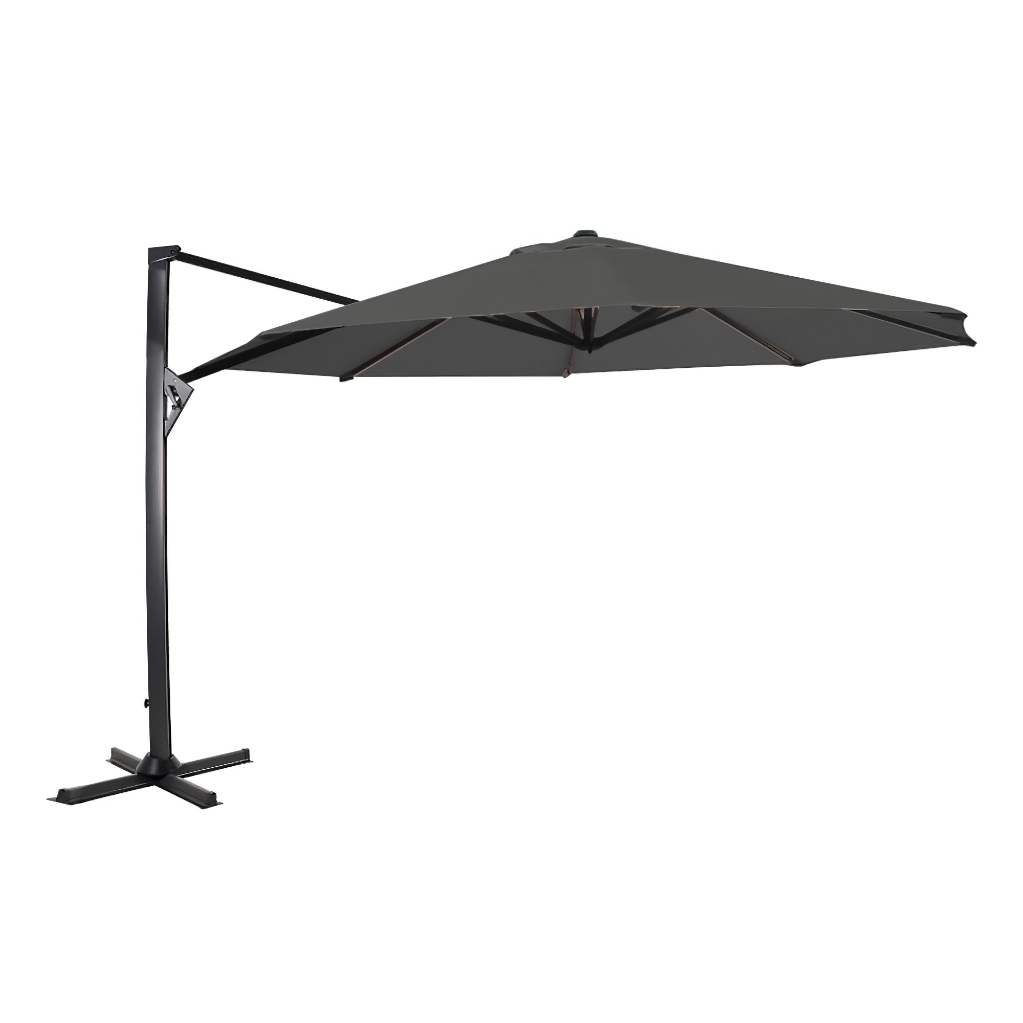 Großer Ampelschirm rund mit Anthrazitgestell - 350cm - Ampelschirm Frema / Grau