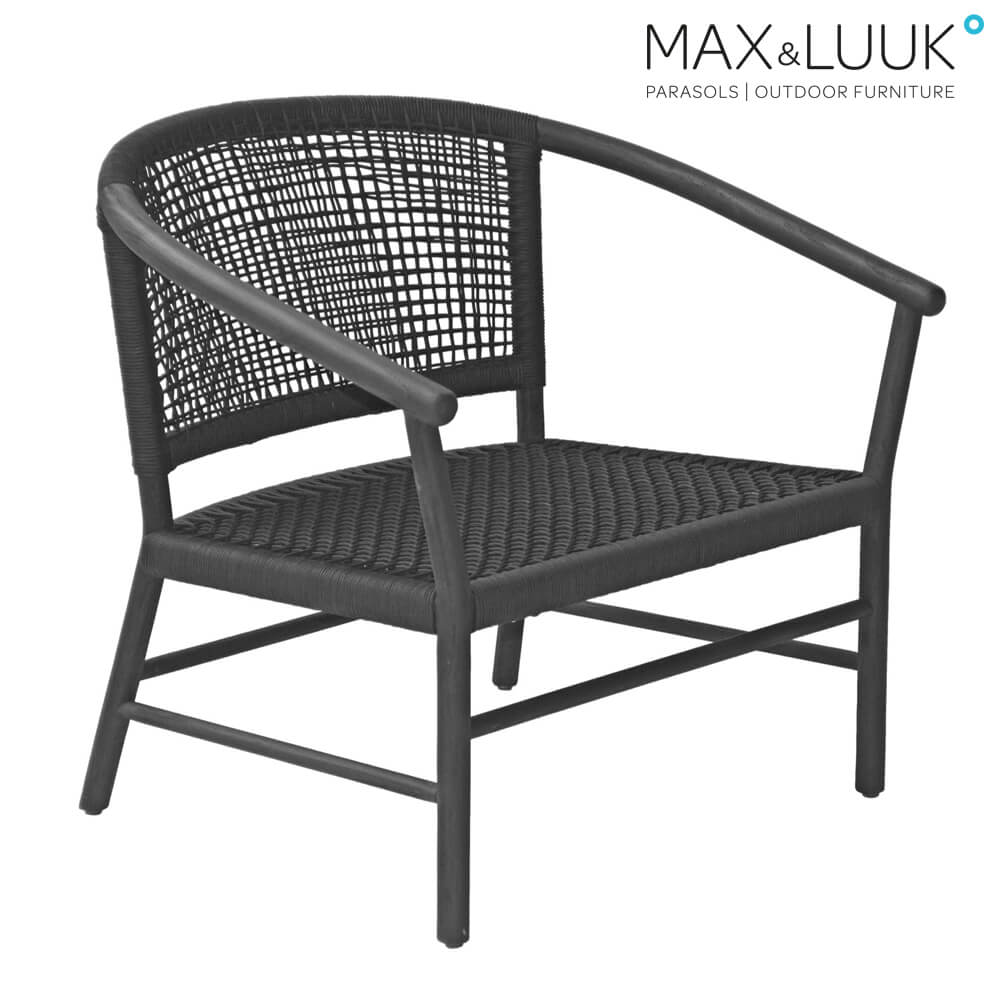 Chaise de jardin noire avec assise et dossier en rotin tressé, idéale pour décoration de jardin et mobilier de jardin