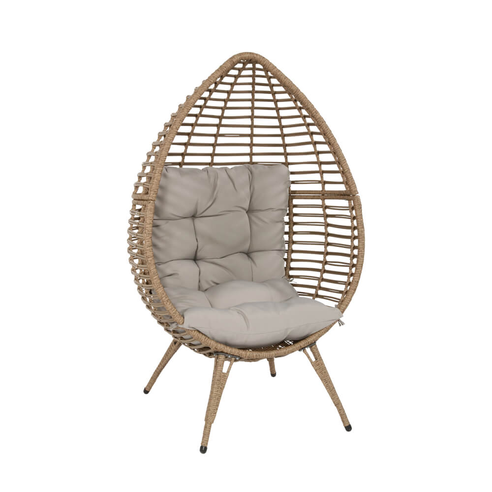 Outdoor-Korbsessel mit Polster - Gartensessel Osni / Grau