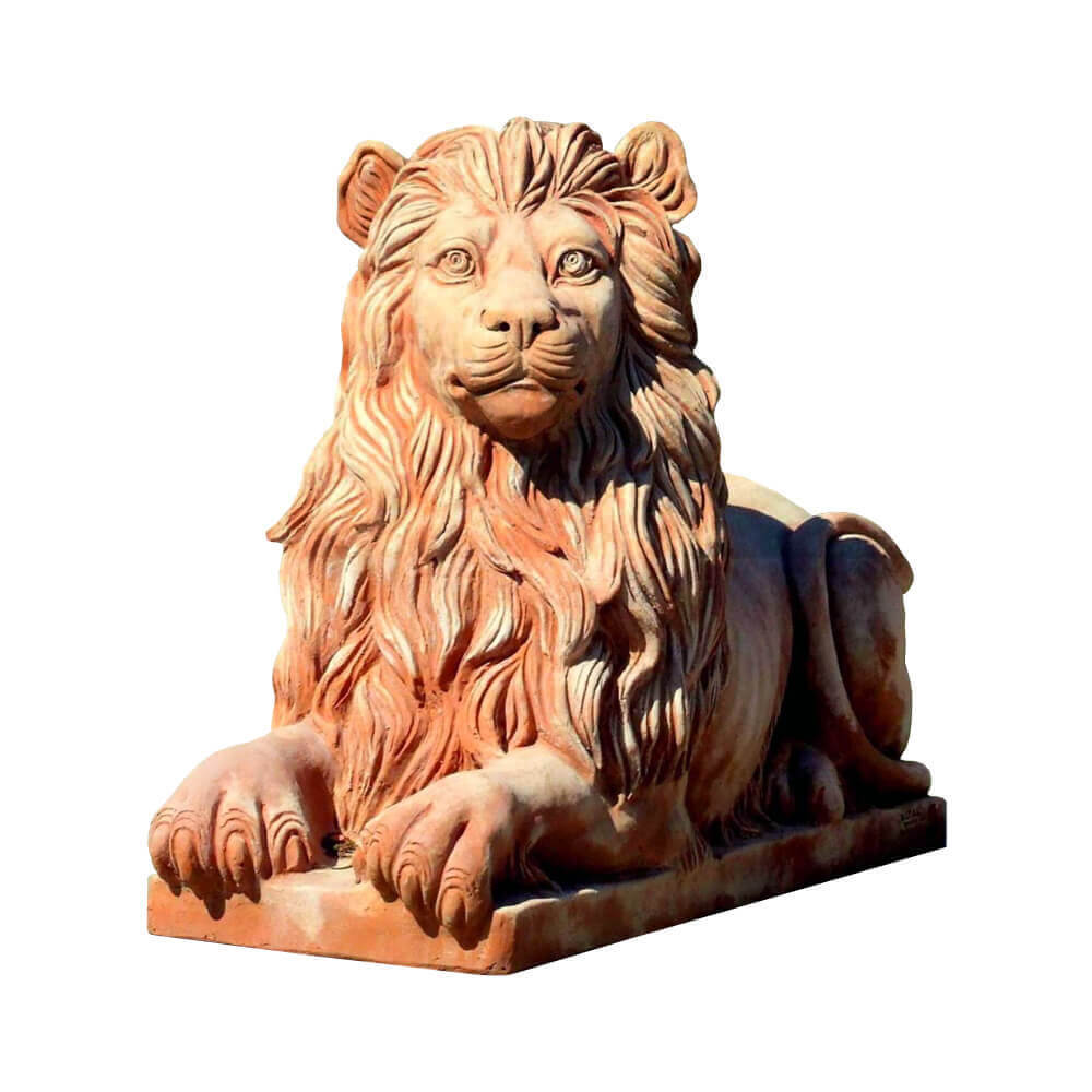 Liegender Terrakotta Löwe als Torwächter - Guerrino / links