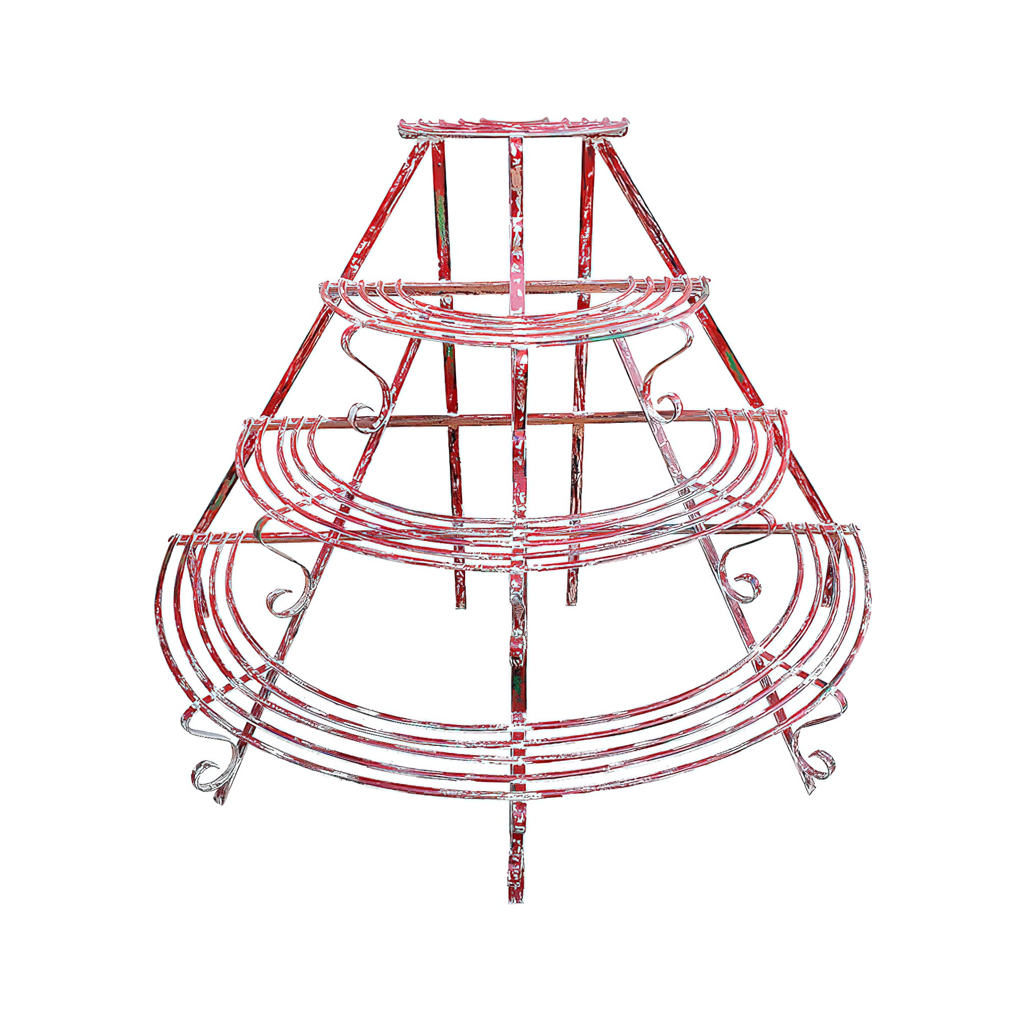 Vintage Blumenständer aus Schmiedeeisen 4 Etagen - Roux / Grün