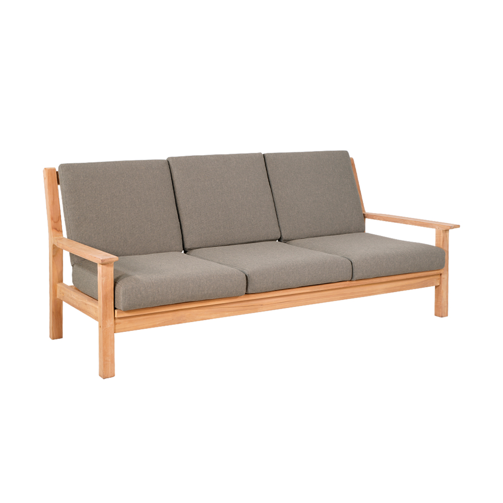 Lounge Gartensofa für 3 Personen aus Teakholz mit Kissen - Kreono