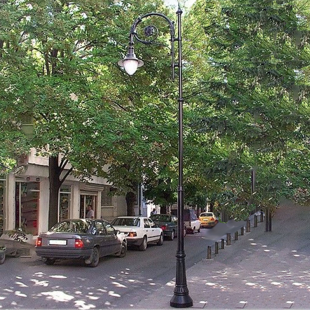 Straßenlaterne aus Gusseisen mit Schirmlampe - hoch - Bente