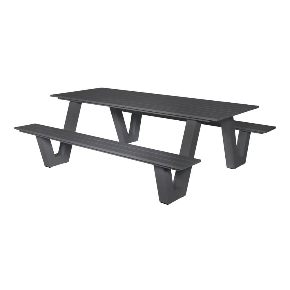 Bank-Tisch-Sitzgruppe aus Alu für bis zu 8 Personen - Bankgruppe Gloso / Anthrazit