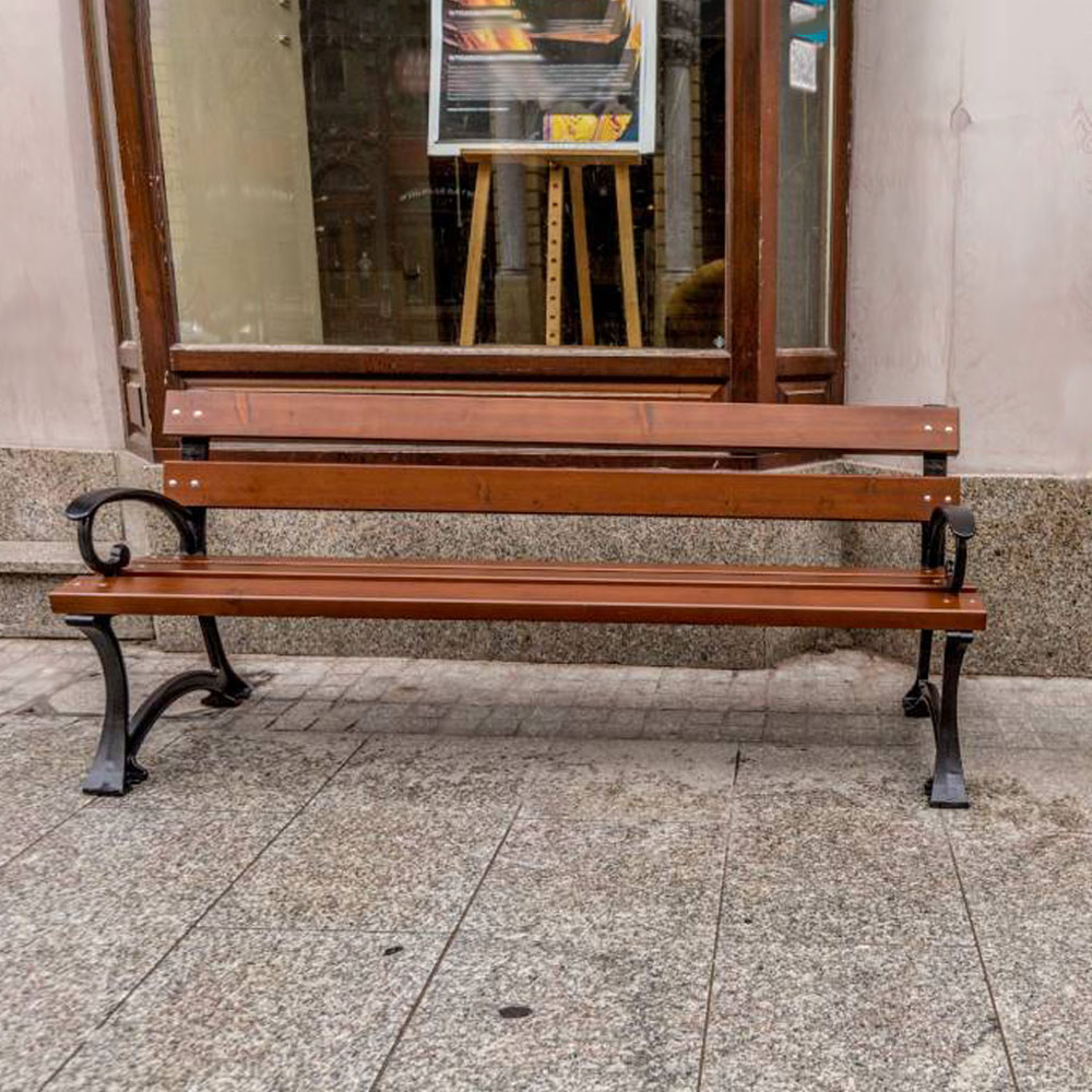 Sitzbank aus Gusseisen und Holz für Außenanlagen - Arnar